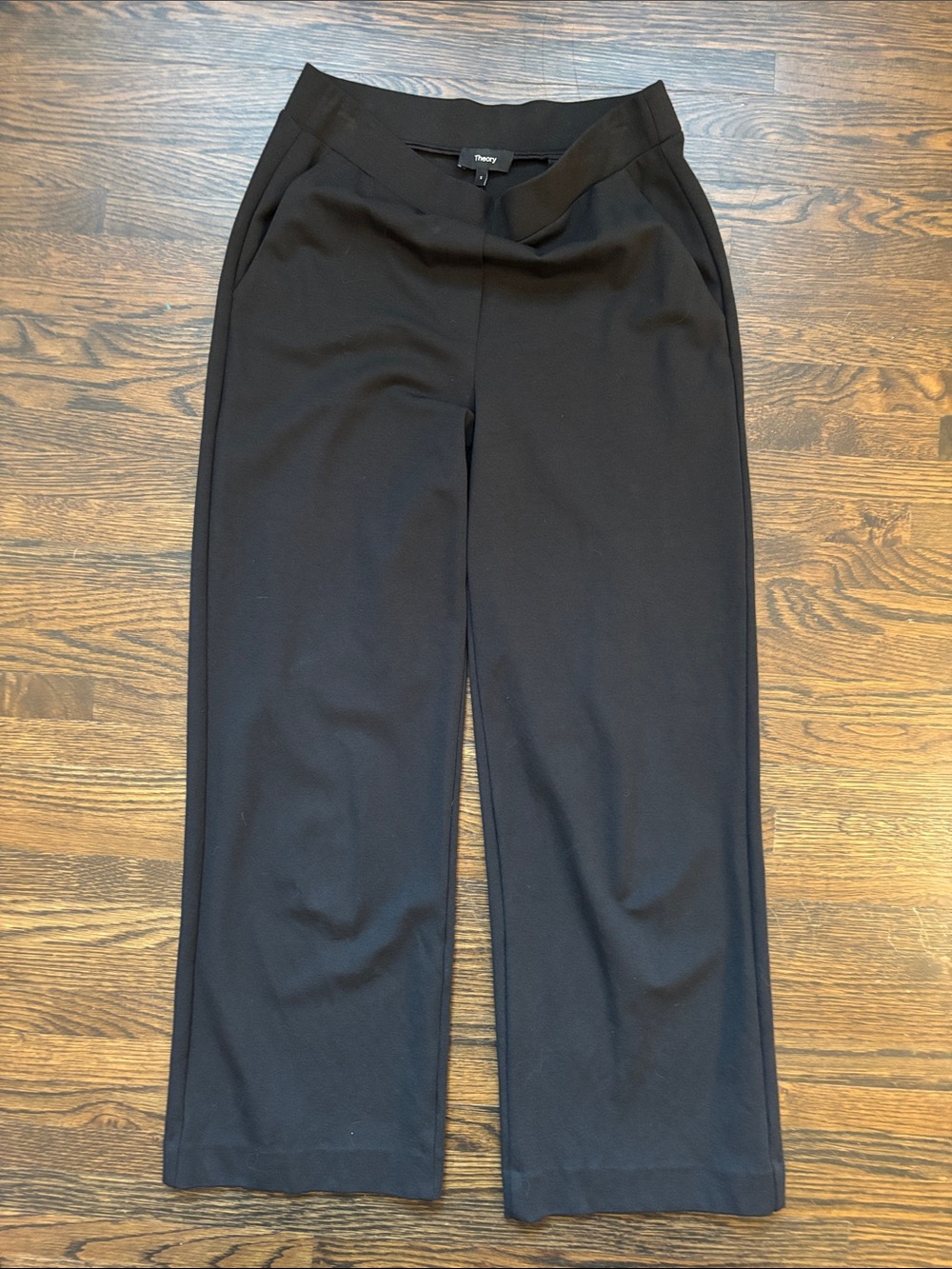 Theory Black Wide-Leg Casual Pointe Dress Pants